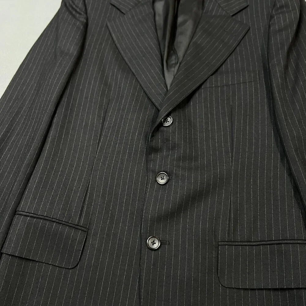 Gucci Tom Ford Blazer Mens Size 48R Black 100% Wool Pinstripe Notch Lapel